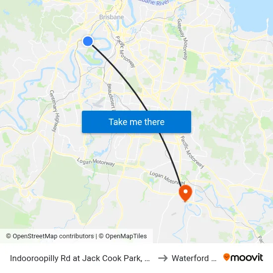 Indooroopilly Rd at Jack Cook Park, Stop 18/19 to Waterford West map