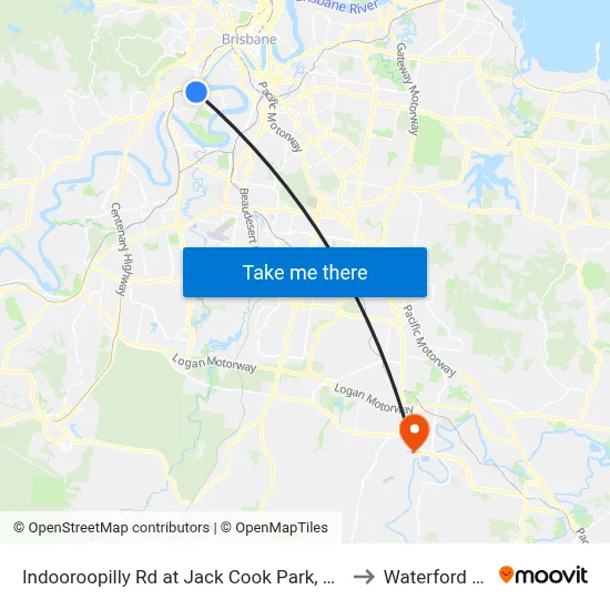 Indooroopilly Rd at Jack Cook Park, Stop 18/19 to Waterford West map