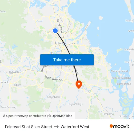 Felstead St at Sizer Street to Waterford West map