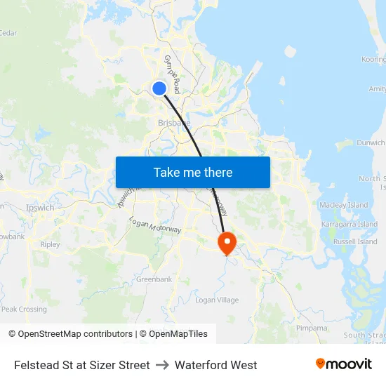 Felstead St at Sizer Street to Waterford West map
