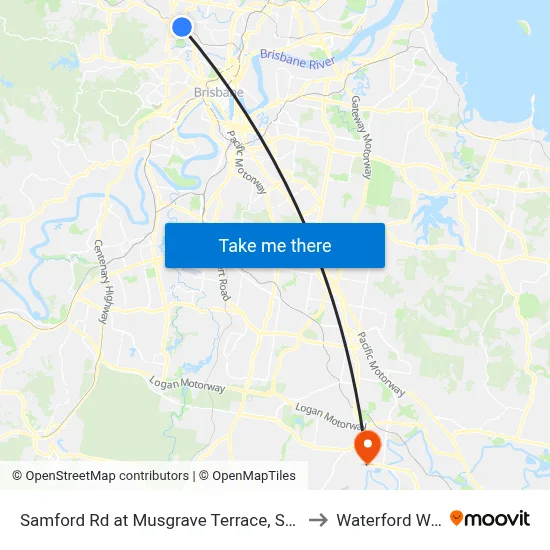 Samford Rd at Musgrave Terrace, Stop 27 to Waterford West map