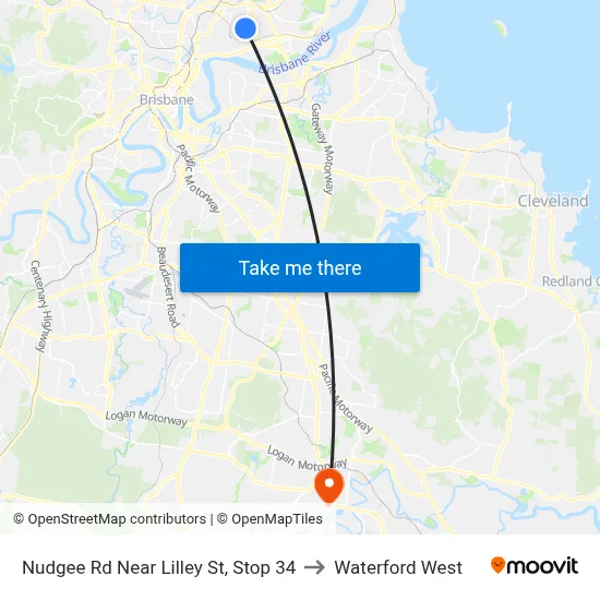 Nudgee Rd Near Lilley St, Stop 34 to Waterford West map
