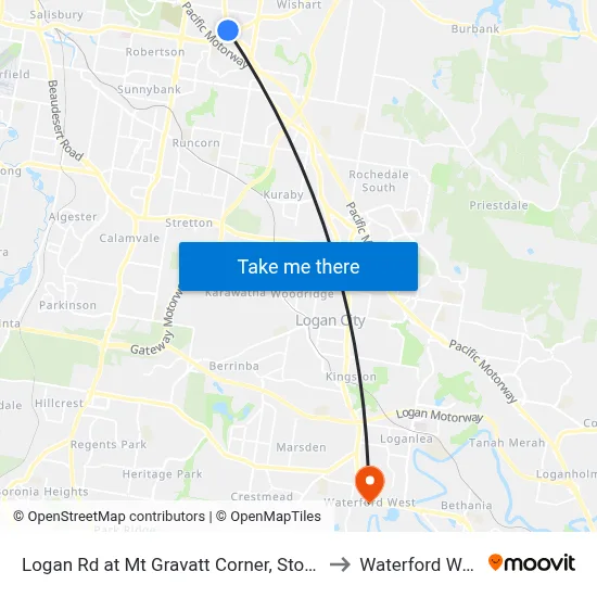 Logan Rd at Mt Gravatt Corner, Stop 44 to Waterford West map