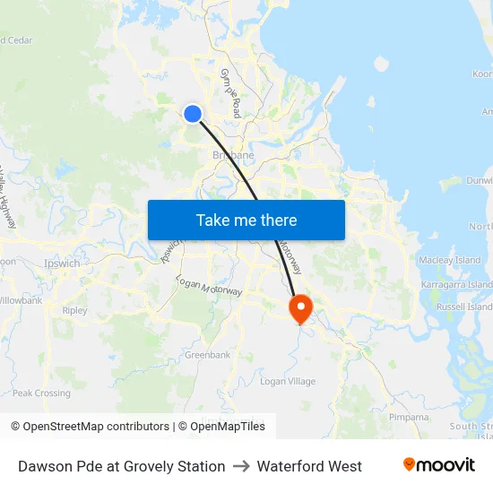 Dawson Pde at Grovely Station to Waterford West map