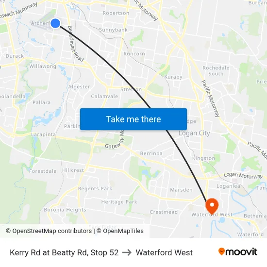 Kerry Rd at Beatty Rd, Stop 52 to Waterford West map