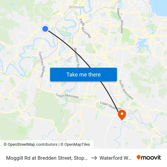 Moggill Rd at Bredden Street, Stop 32 to Waterford West map