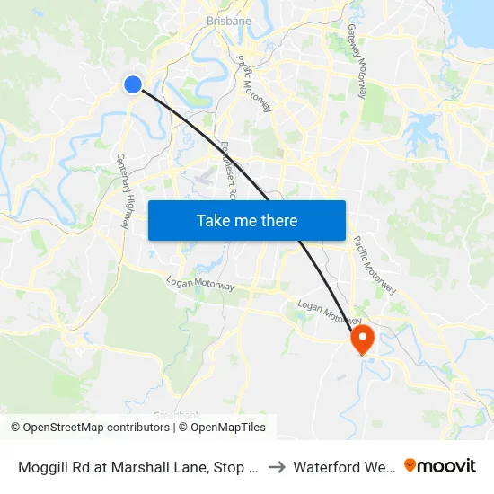 Moggill Rd at Marshall Lane, Stop 33 to Waterford West map