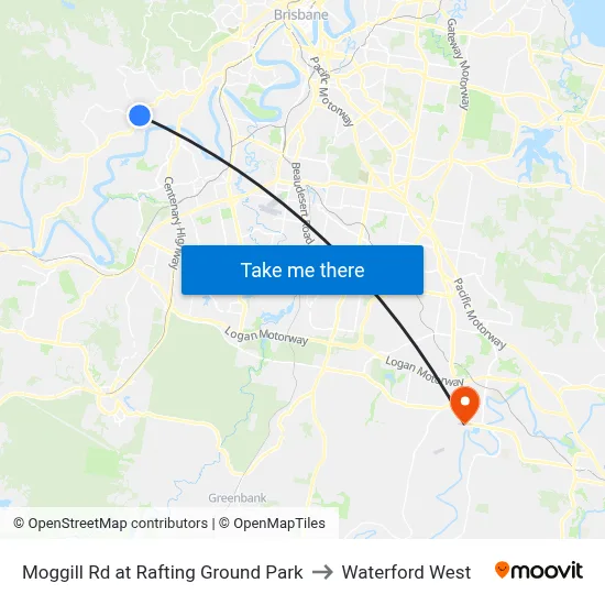 Moggill Rd at Rafting Ground Park to Waterford West map