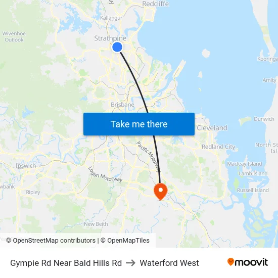 Gympie Rd Near Bald Hills Rd to Waterford West map