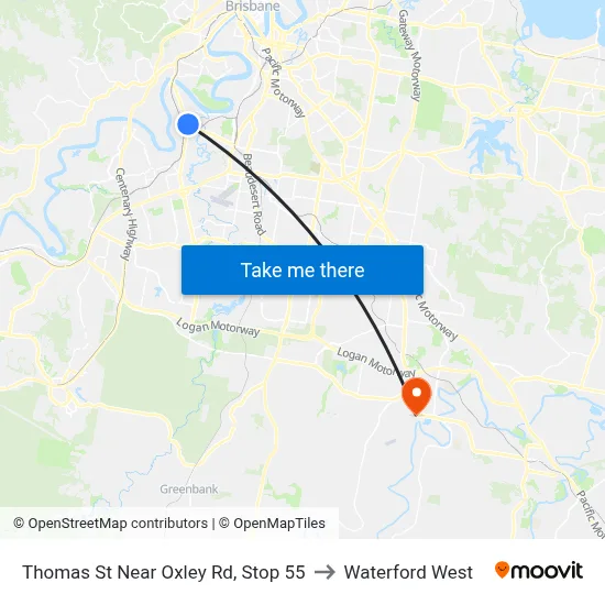 Thomas St Near Oxley Rd, Stop 55 to Waterford West map