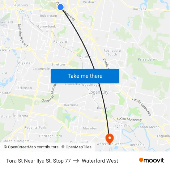 Tora St Near Ilya St, Stop 77 to Waterford West map