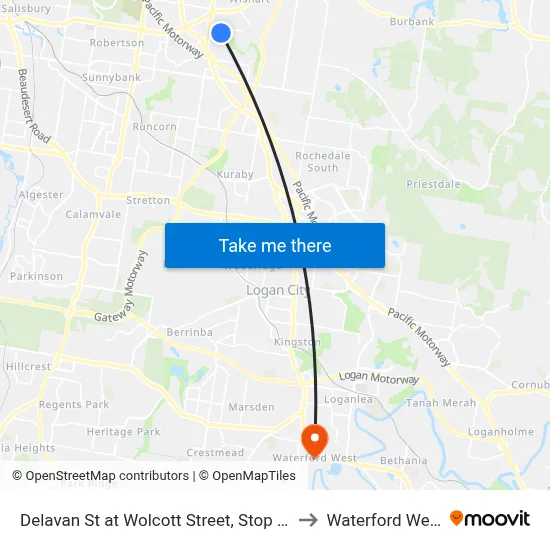 Delavan St at Wolcott Street, Stop 86 to Waterford West map