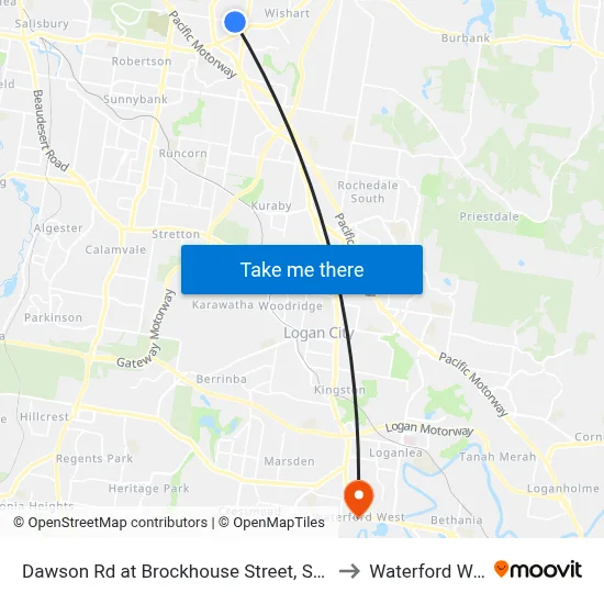 Dawson Rd at Brockhouse Street, Stop 77 to Waterford West map