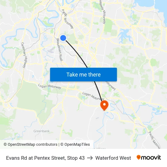 Evans Rd at Pentex Street, Stop 43 to Waterford West map