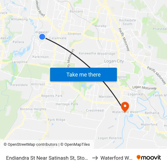 Endiandra St Near Satinash St, Stop 87 to Waterford West map