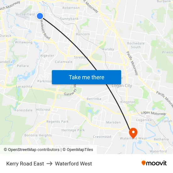 Kerry Road East to Waterford West map