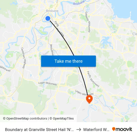 Boundary at Granville Street Hail 'N' Ride to Waterford West map