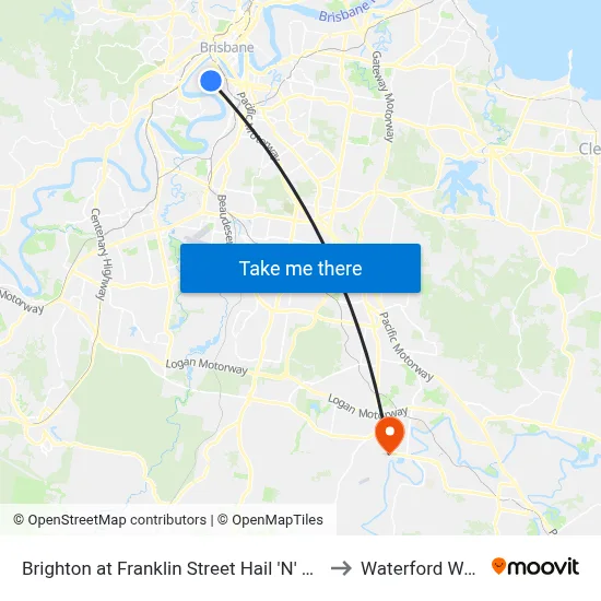 Brighton at Franklin Street Hail 'N' Ride to Waterford West map