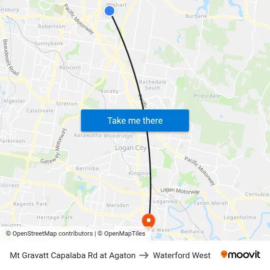 Mt Gravatt Capalaba Rd at Agaton to Waterford West map