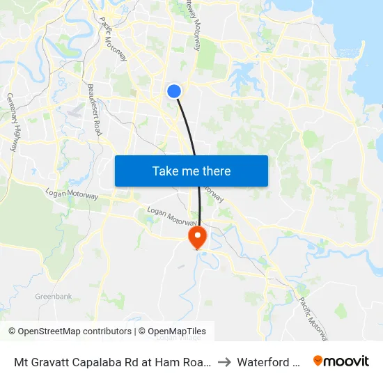 Mt Gravatt Capalaba Rd at Ham Road South to Waterford West map