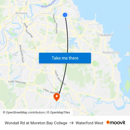 Wondall Rd at Moreton Bay College to Waterford West map
