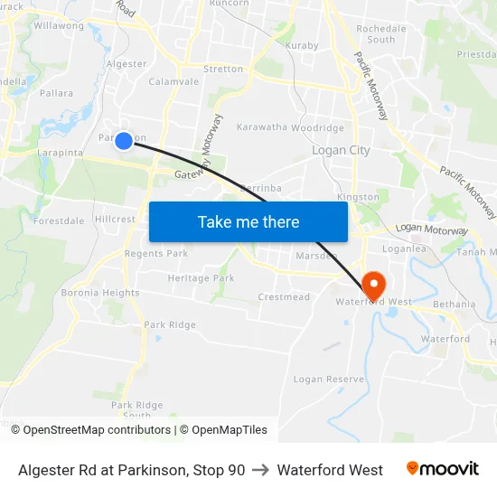 Algester Rd at Parkinson, Stop 90 to Waterford West map
