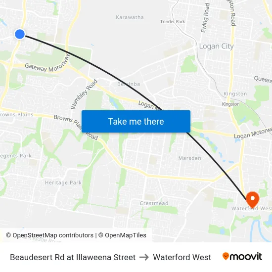 Beaudesert Rd at Illaweena Street to Waterford West map