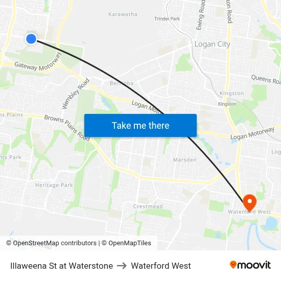 Illaweena St at Waterstone to Waterford West map