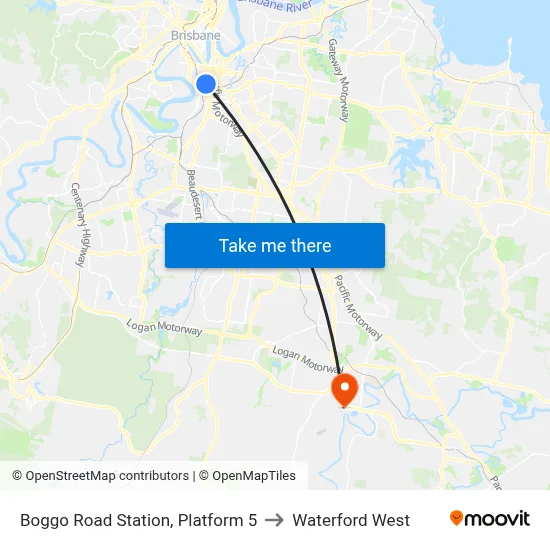 Boggo Road Station, Platform 5 to Waterford West map