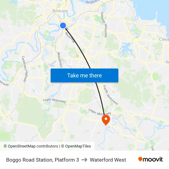 Boggo Road Station, Platform 3 to Waterford West map
