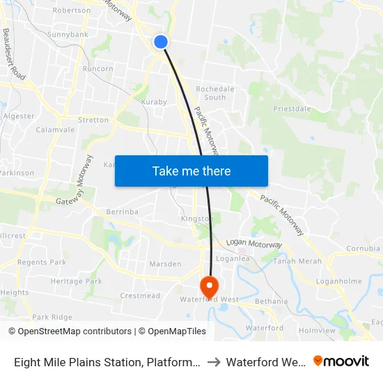 Eight Mile Plains Station, Platform 1 to Waterford West map