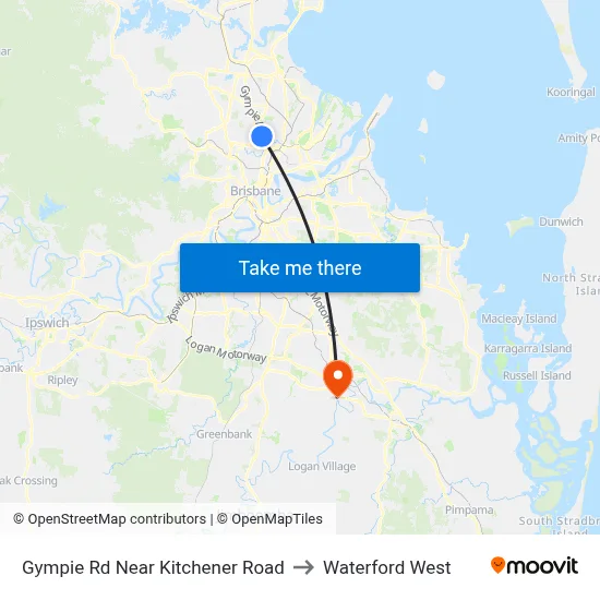 Gympie Rd Near Kitchener Road to Waterford West map