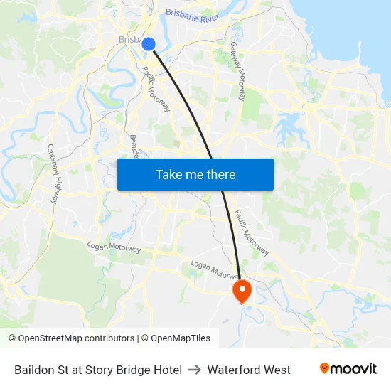 Baildon St at Story Bridge Hotel to Waterford West map
