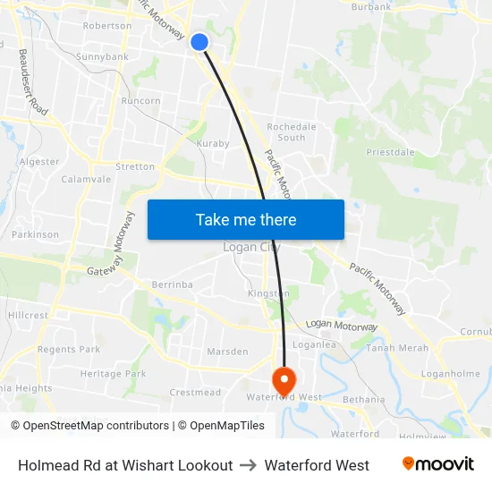 Holmead Rd at Wishart Lookout to Waterford West map