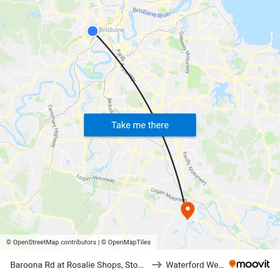 Baroona Rd at Rosalie Shops, Stop 9 to Waterford West map
