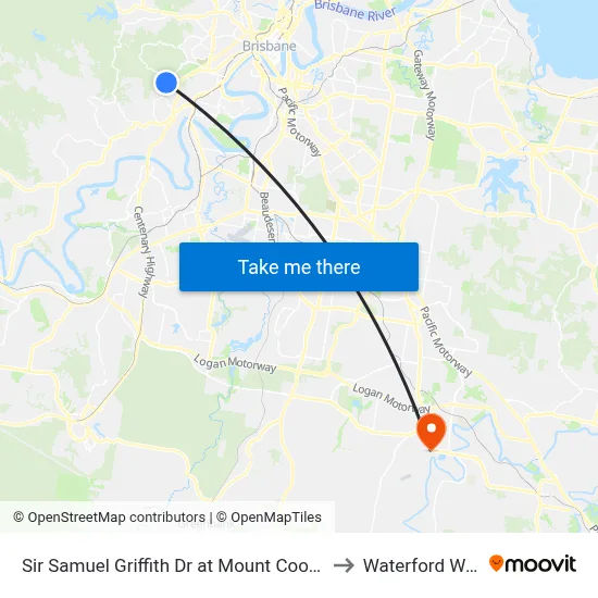 Sir Samuel Griffith Dr at Mount Coot-Tha to Waterford West map