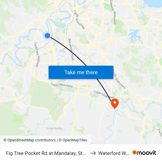 Fig Tree Pocket Rd at Mandalay, Stop 44 to Waterford West map