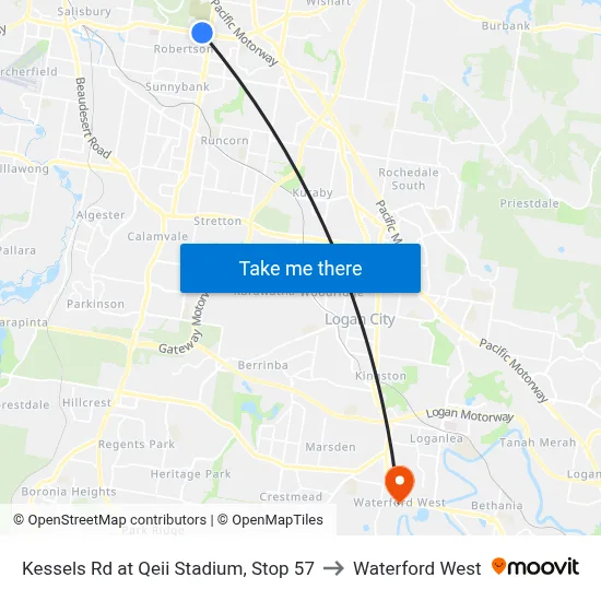 Kessels Rd at Qeii Stadium, Stop 57 to Waterford West map