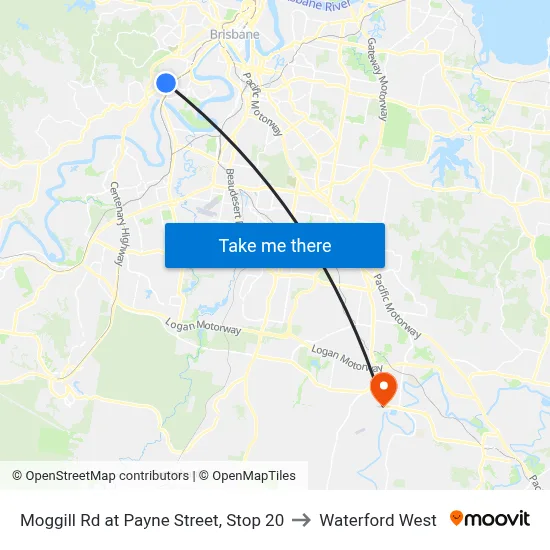 Moggill Rd at Payne Street, Stop 20 to Waterford West map