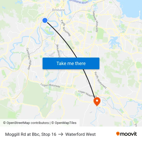 Moggill Rd at Bbc, Stop 16 to Waterford West map