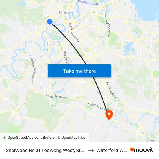 Sherwood Rd at Toowong West, Stop 22 to Waterford West map