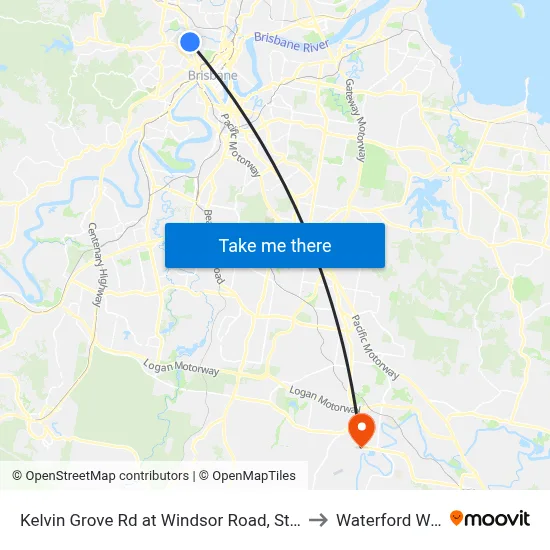 Kelvin Grove Rd at Windsor Road, Stop 16 to Waterford West map