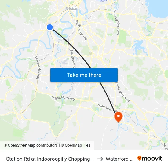Station Rd at Indooroopilly Shopping Ctr, Stop E to Waterford West map