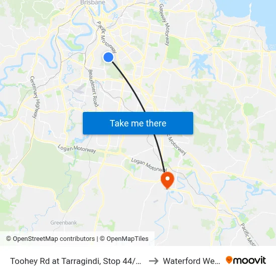 Toohey Rd at Tarragindi, Stop 44/48 to Waterford West map