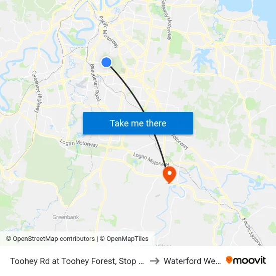 Toohey Rd at Toohey Forest, Stop 53 to Waterford West map