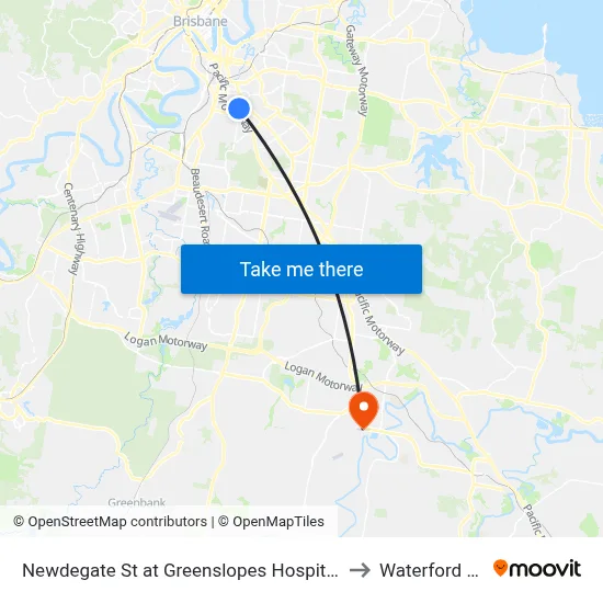 Newdegate St at Greenslopes Hospital, Stop 23 to Waterford West map