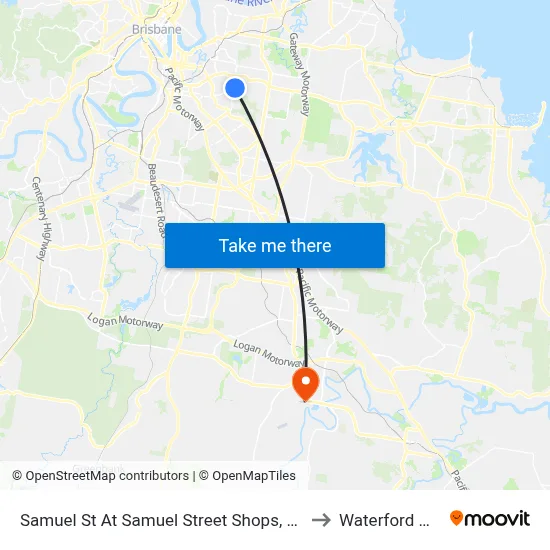 Samuel St At Samuel Street Shops, Stop 41 to Waterford West map