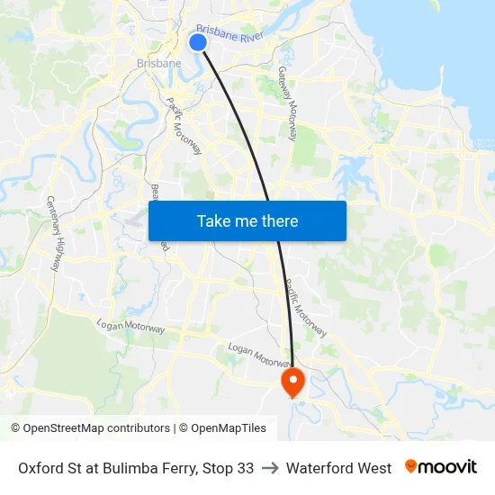 Oxford St at Bulimba Ferry, Stop 33 to Waterford West map