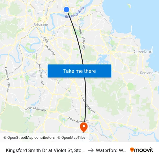 Kingsford Smith Dr at Violet St, Stop 35 to Waterford West map
