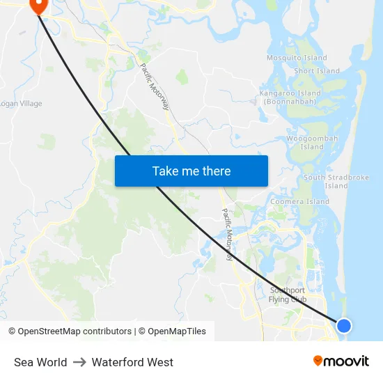 Sea World to Waterford West map